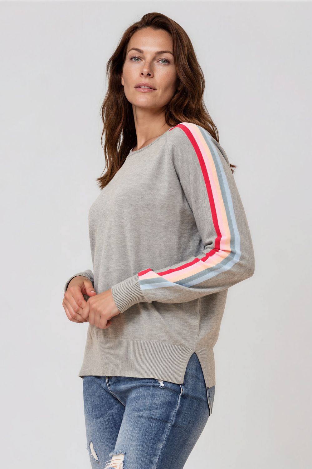 Silvermaple Collection - Stripe Sleeve Sweater - Knitwear - Silvermaple Boutique 