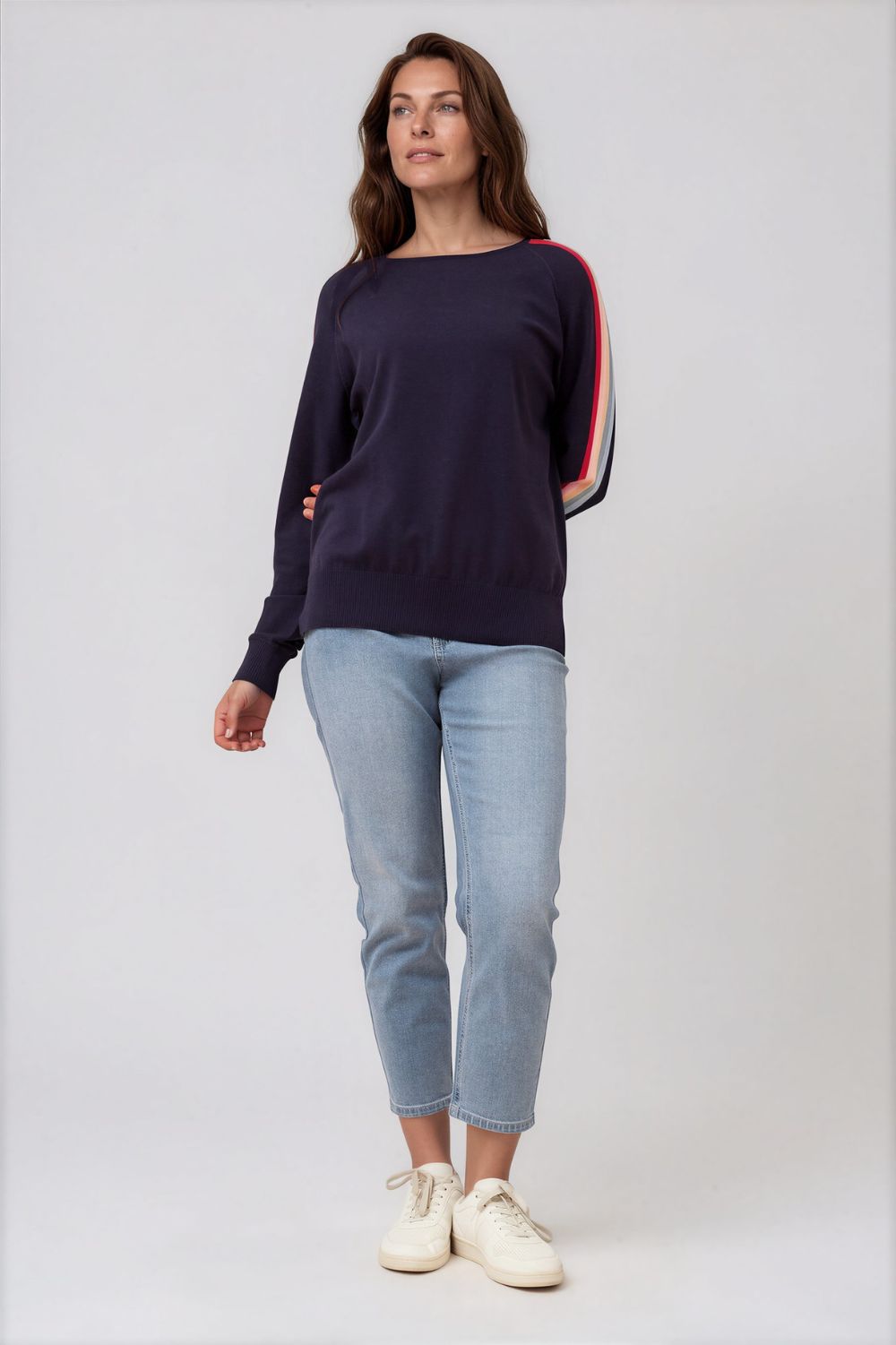 Silvermaple Collection - Stripe Sleeve Sweater - Knitwear - Silvermaple Boutique 
