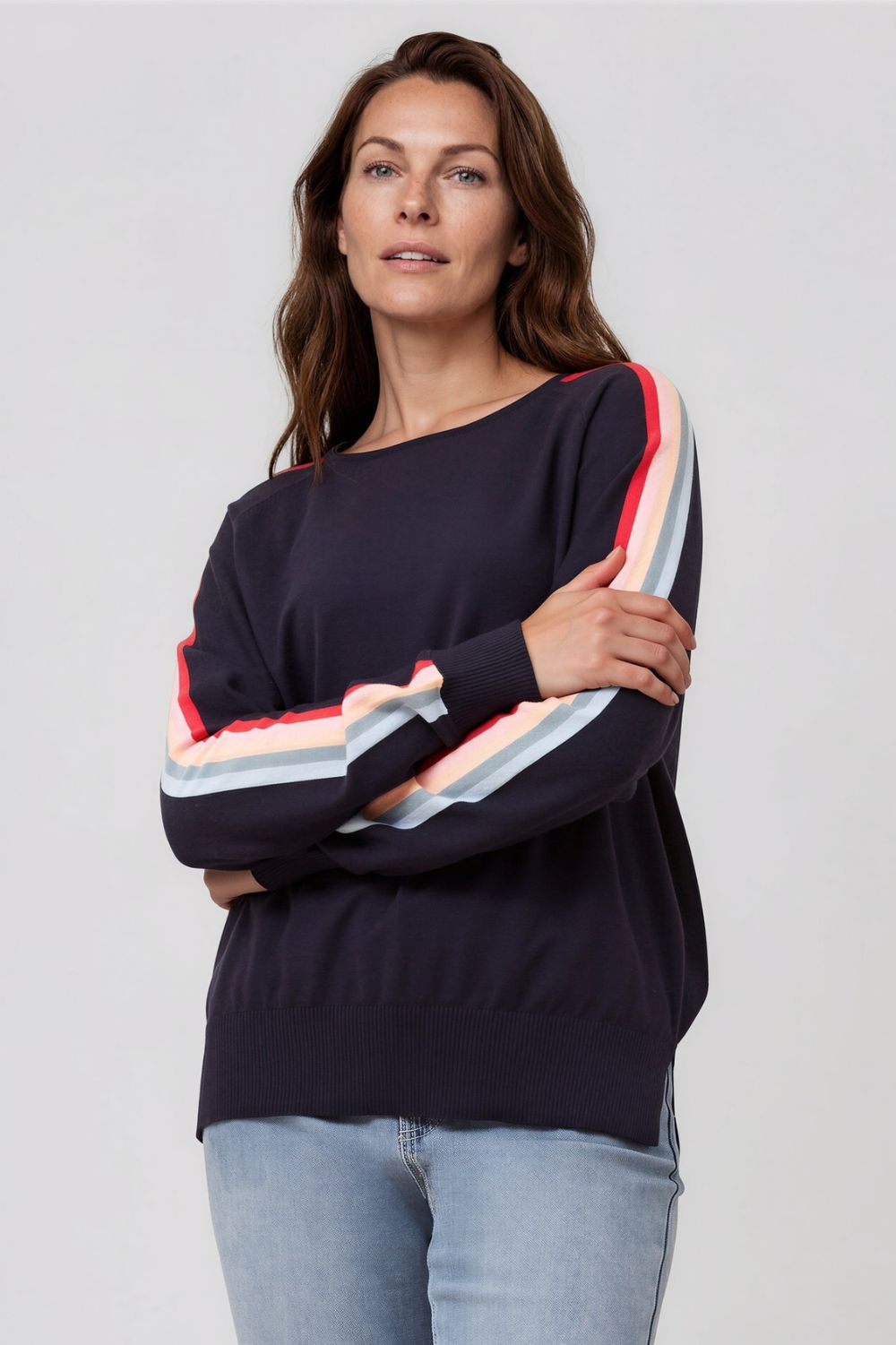 Silvermaple Collection - Stripe Sleeve Sweater - Knitwear - Silvermaple Boutique 