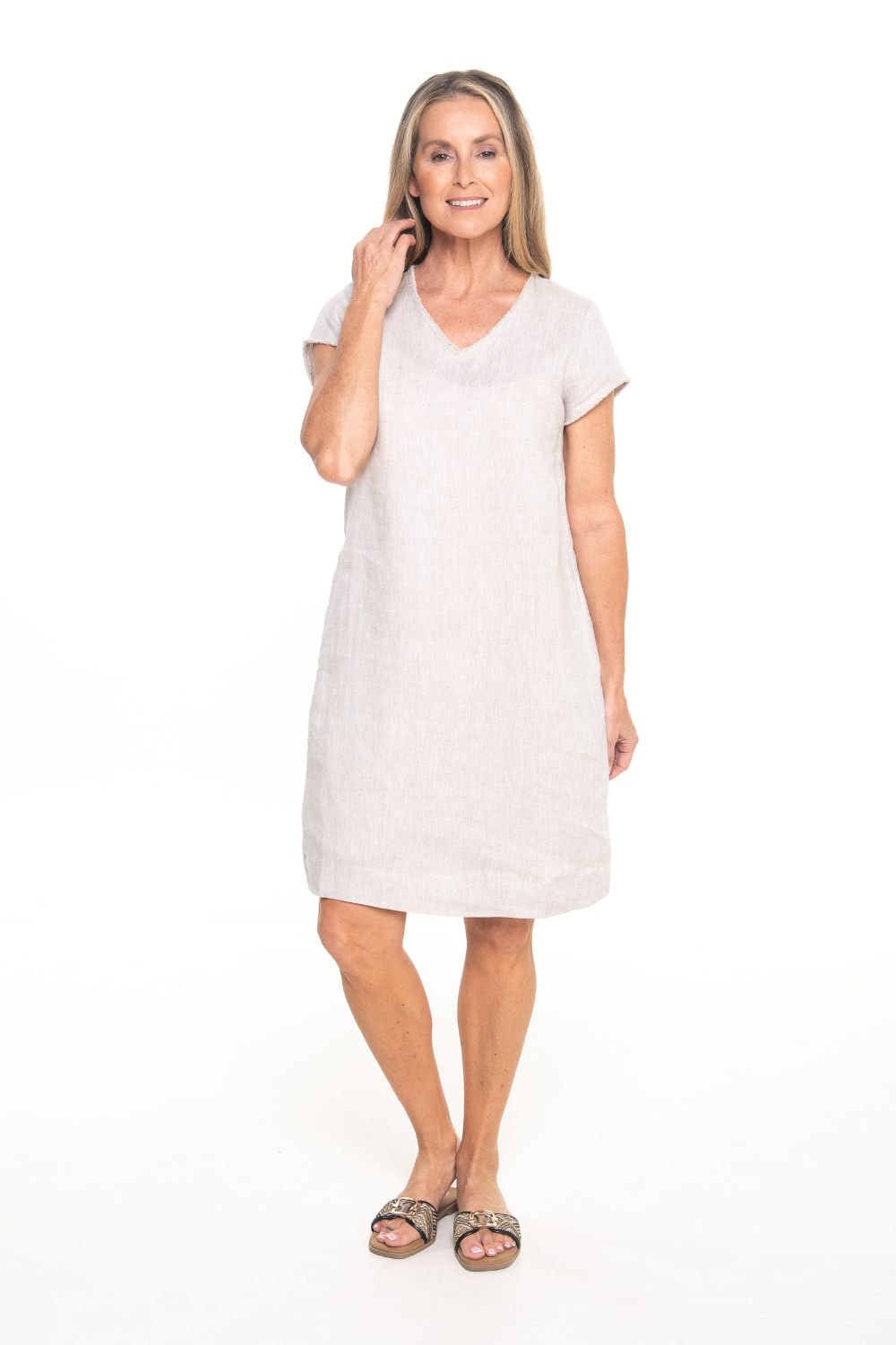 Silvermaple Collection - Thea V-Neck Dress | Natural - Dress - Silvermaple Boutique 