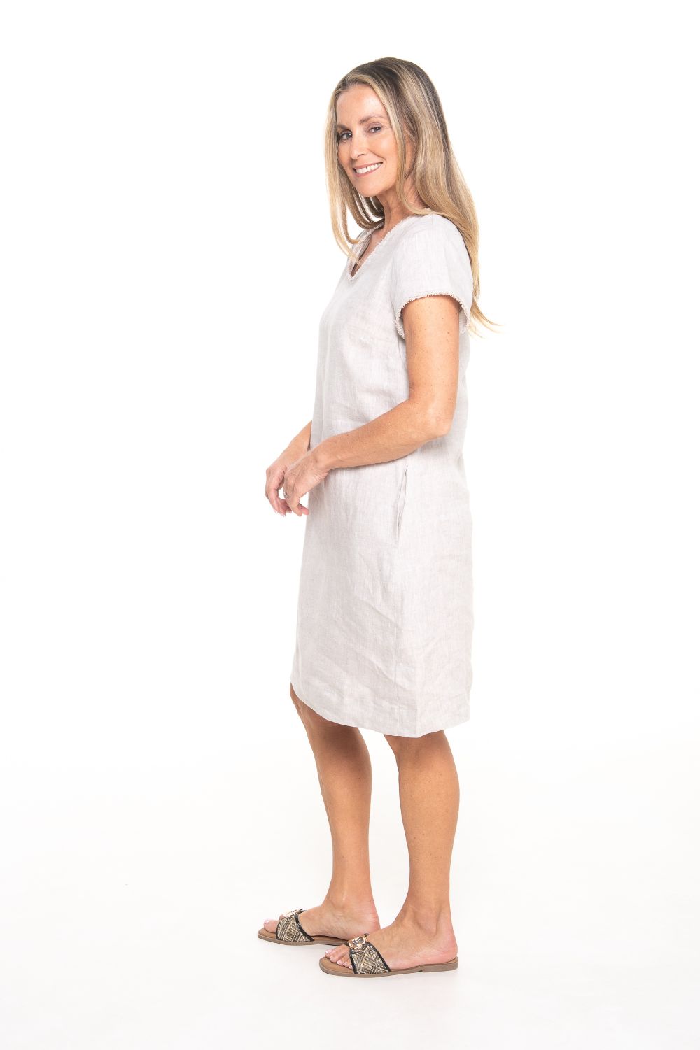Silvermaple Collection - Thea V-Neck Dress | Natural - Dress - Silvermaple Boutique 
