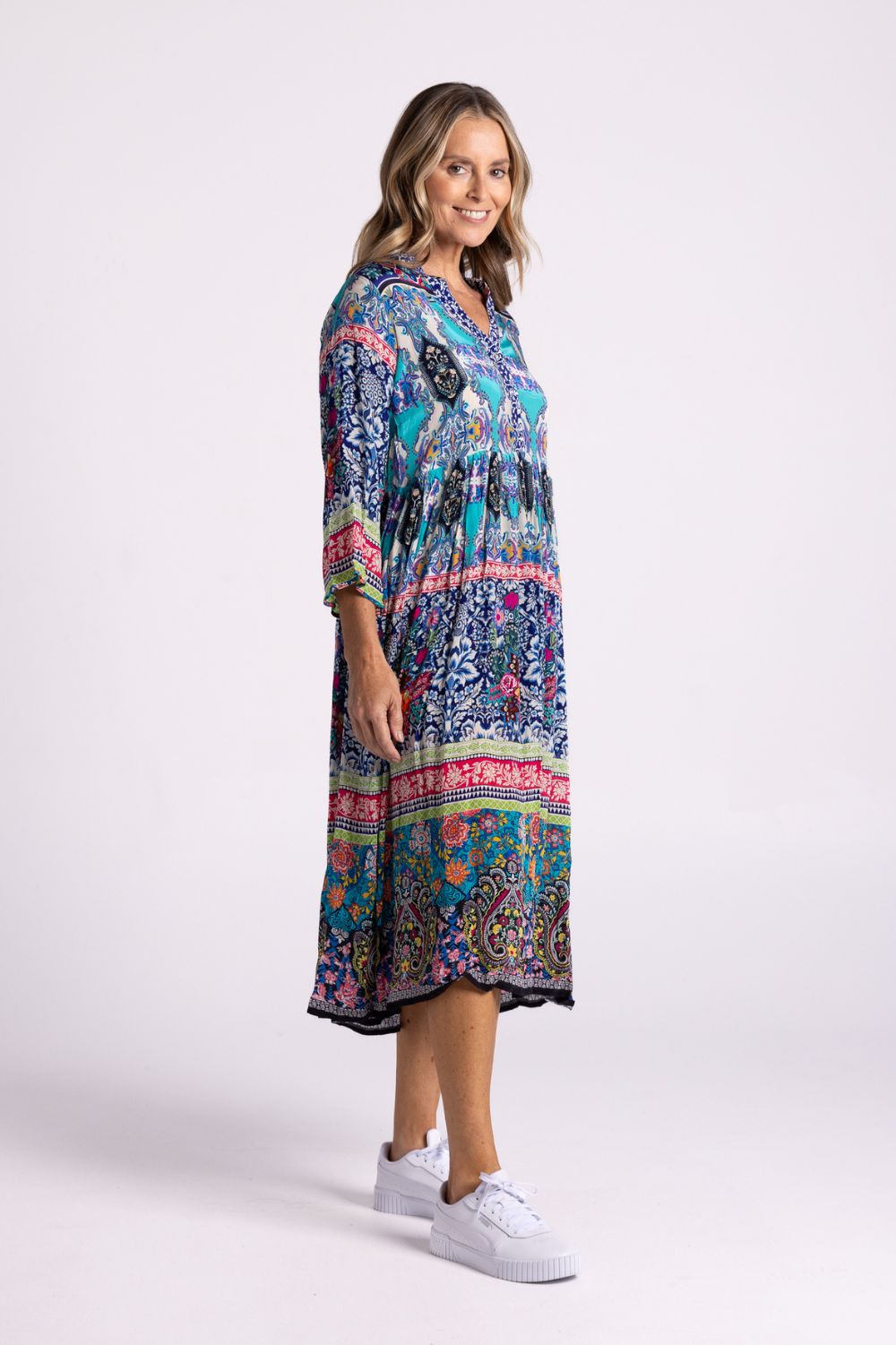Silvermaple Collection - Erin V-Neck Dress | Paisley Tide - Dress - Silvermaple Boutique 