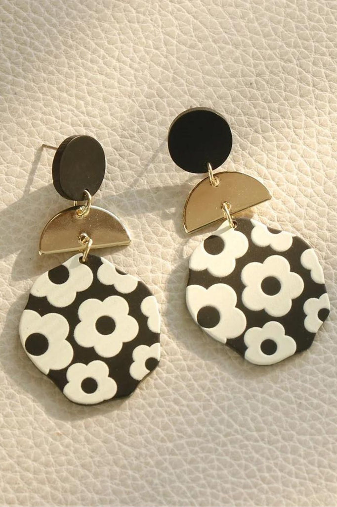 Ruth Floral Earrings | Black/Gold - Silvermaple Boutique