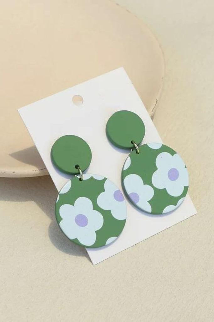 Ava Floral Earrings | Green - Silvermaple Boutique