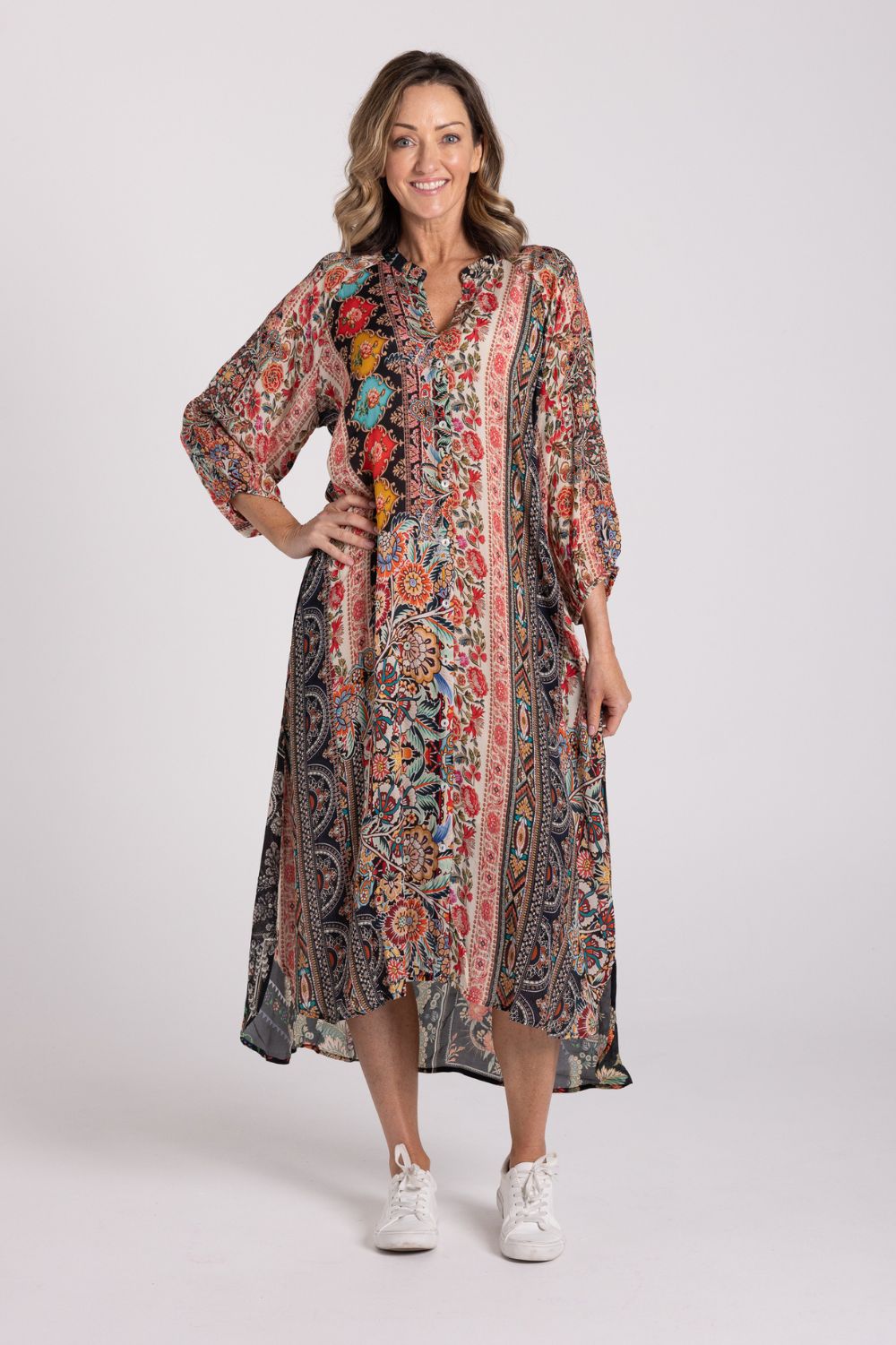 Zara Mandarin Maxi Dress Eden Noir Silvermaple Boutique