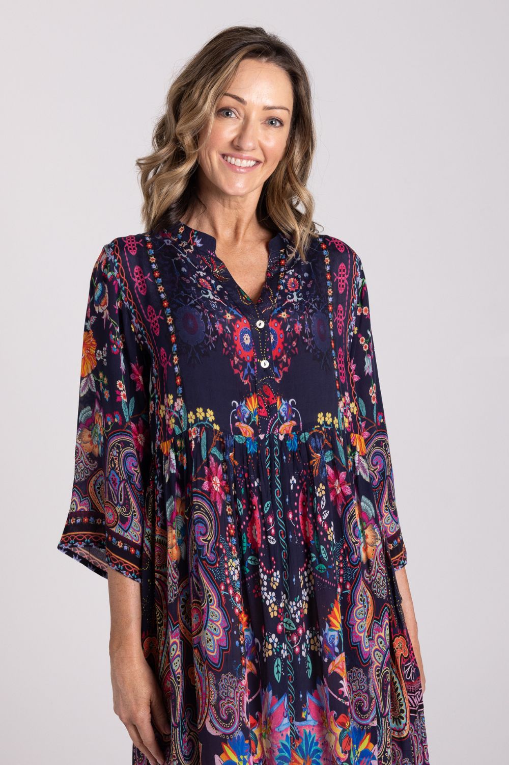 Silvermaple Collection - Erin V-Neck Dress | Navy Blossom - Dress - Silvermaple Boutique 