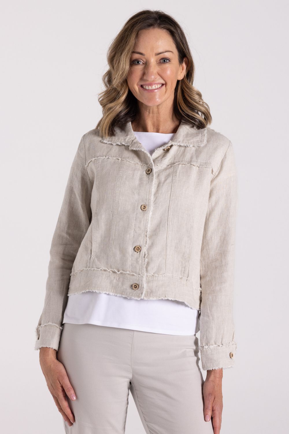 Silvermaple Collection - Samantha Fray Edge Jacket | Natural - Jacket - Silvermaple Boutique 