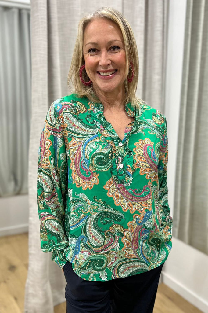 Silvermaple Collection Ginevra Paisley Shirt | Green -Silvermaple Boutique