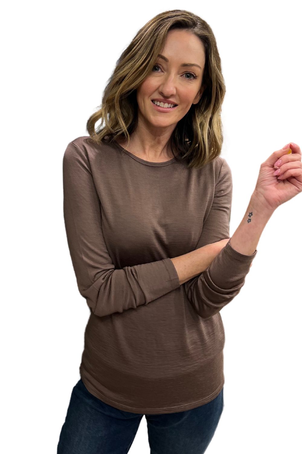 Silvermaple Collection - Belle Long Sleeve Merino | Mocha - Top - Silvermaple Boutique 