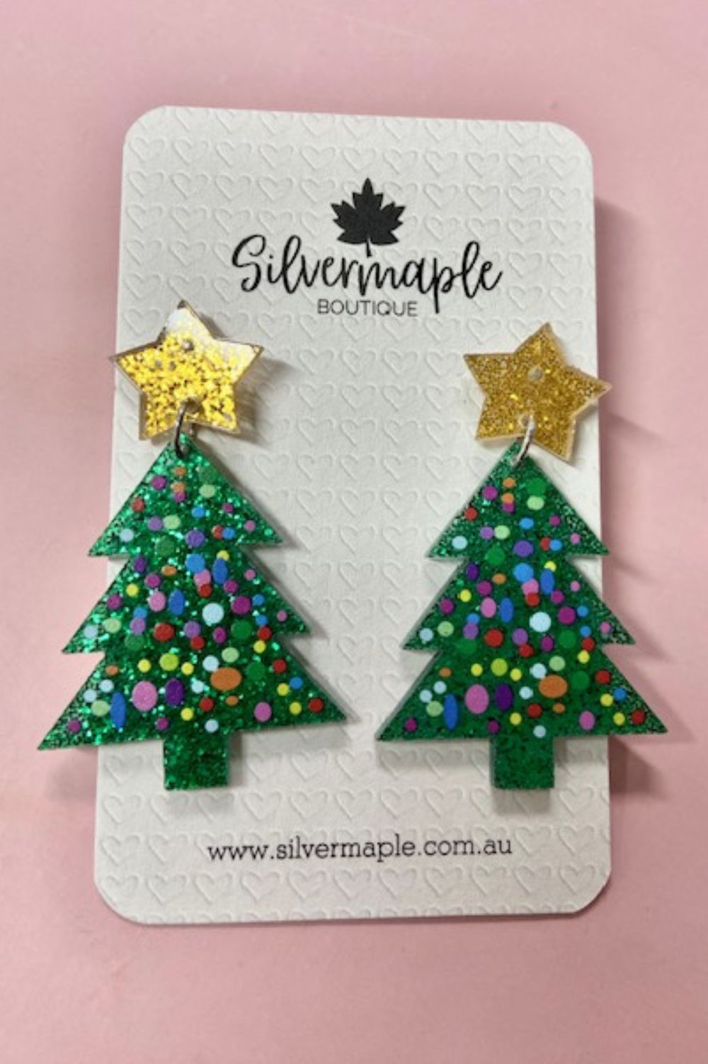 Silvermaple Collection Gifts - Sparkling Christmas Tree Earrings | Green - Earrings - Silvermaple Boutique 