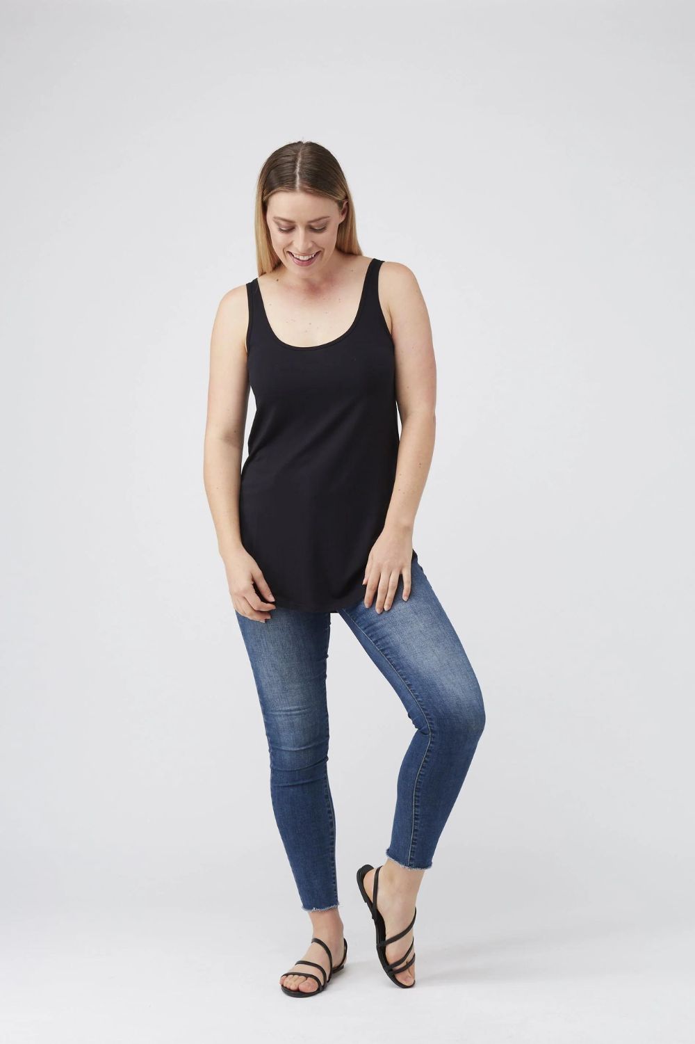 Tani - Longline Tank | Black - Singlet - Silvermaple Boutique 