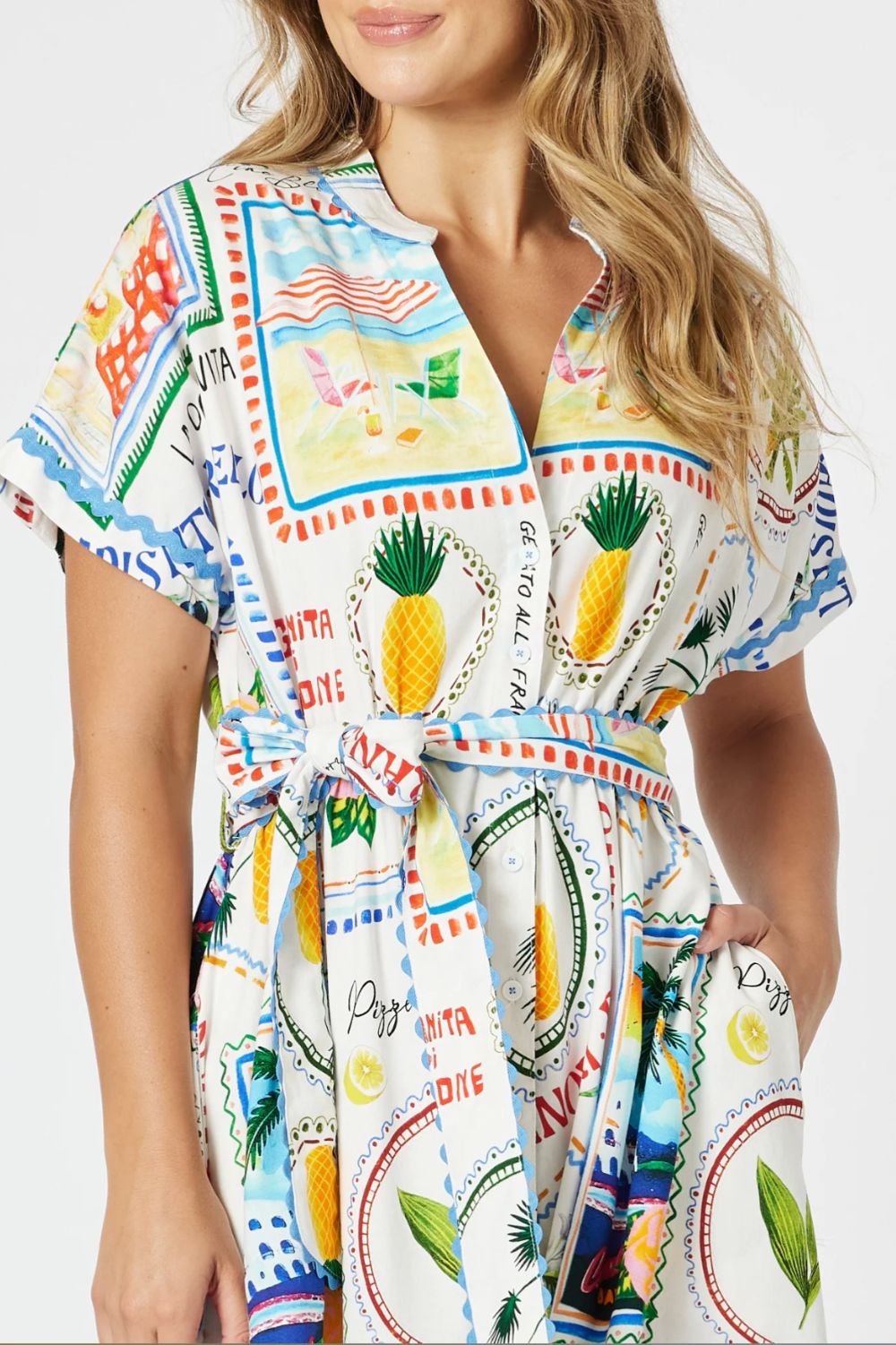 Threadz & Clarity - Amalfi Midi Dress | Blue/Multi - Dress - Silvermaple Boutique 