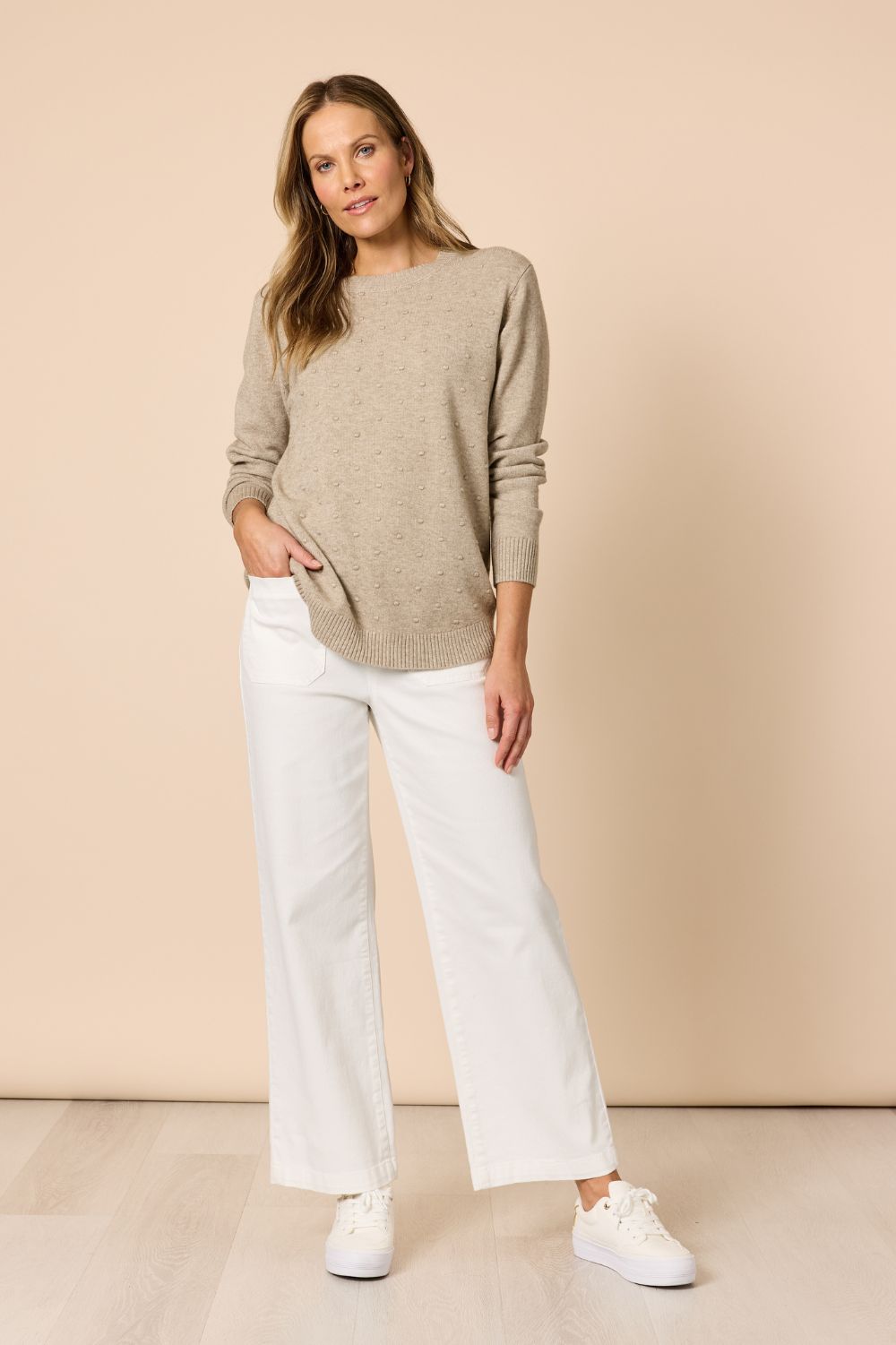Threadz & Clarity - Alpine Spot Knit | Latte - Knitwear - Silvermaple Boutique 