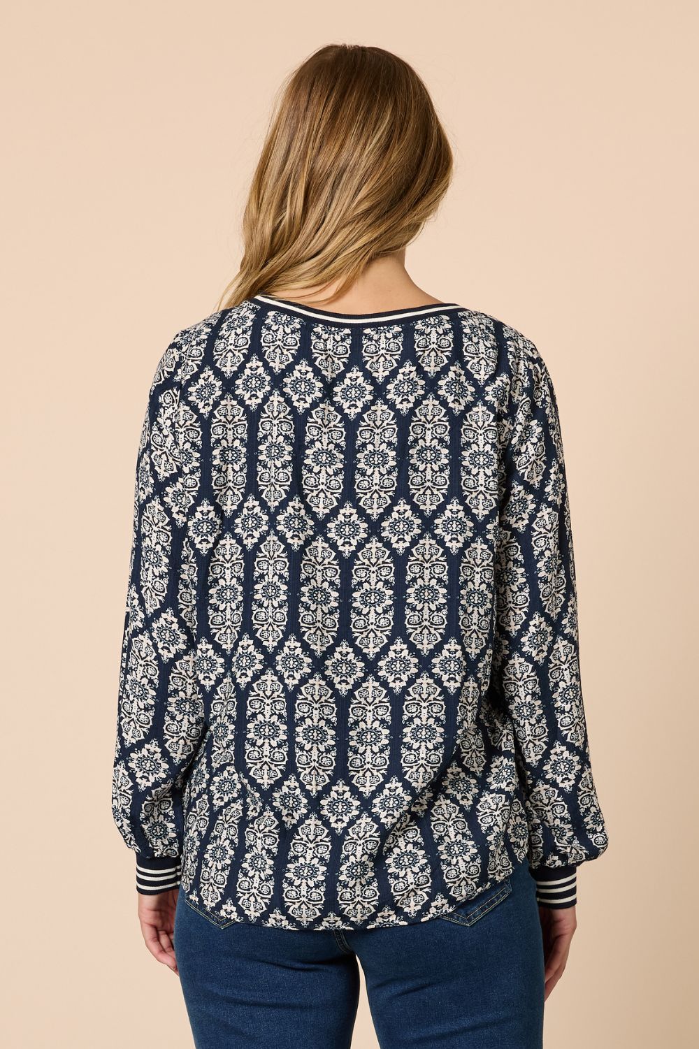 Threadz & Clarity - Lola Print Top | Navy/White - Top - Silvermaple Boutique 