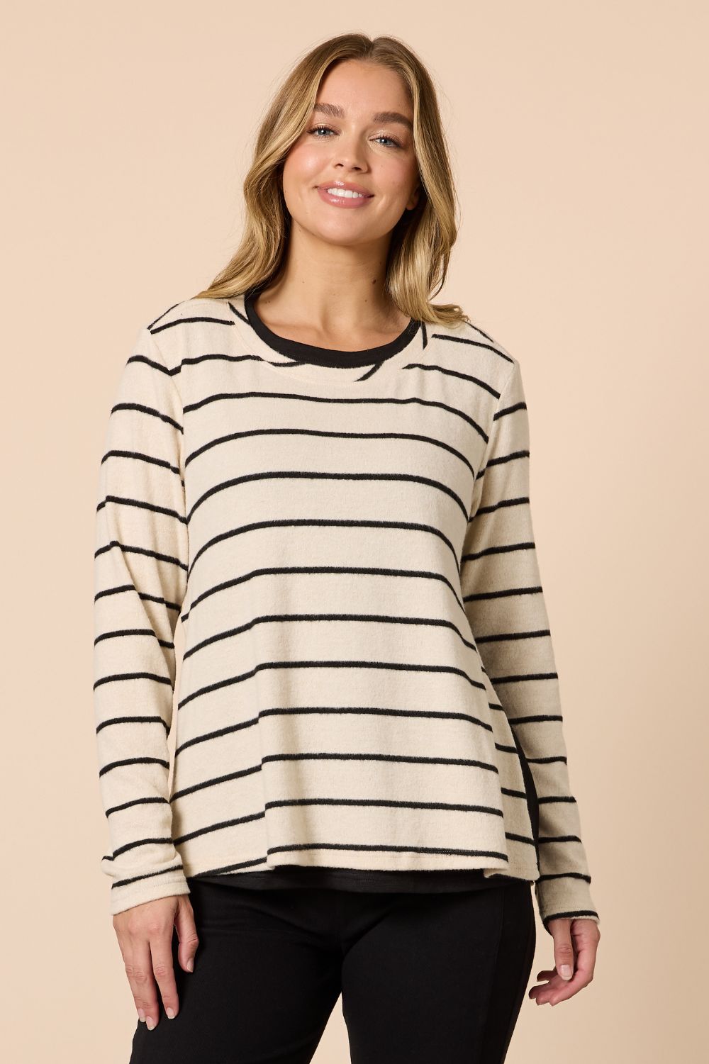 Threadz & Clarity - Wall Street 2 in 1 Top | Ivory/Black - Top - Silvermaple Boutique 