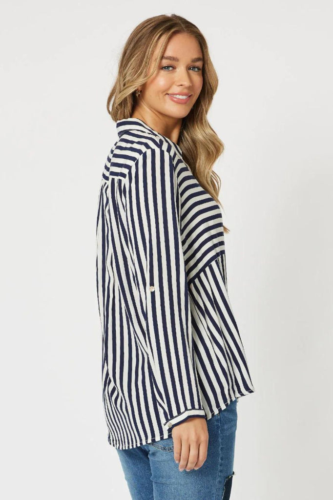 Threadz & Clarity Tina Stripe Shirt | Navy/White _Silvermaple Boutique