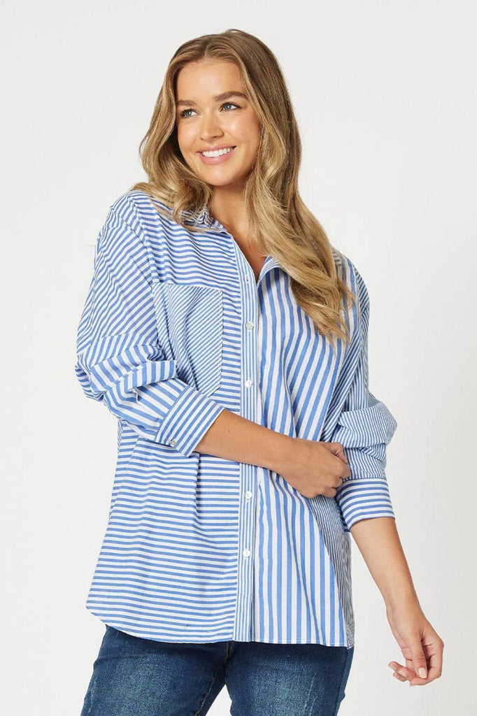 Threadz & Clarity Hampton Stripe Shirt | Sapphire _Silvermaple Boutique