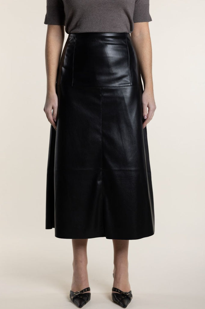 Two T's Faux Leather Skirt | Black _Silvermaple Boutique