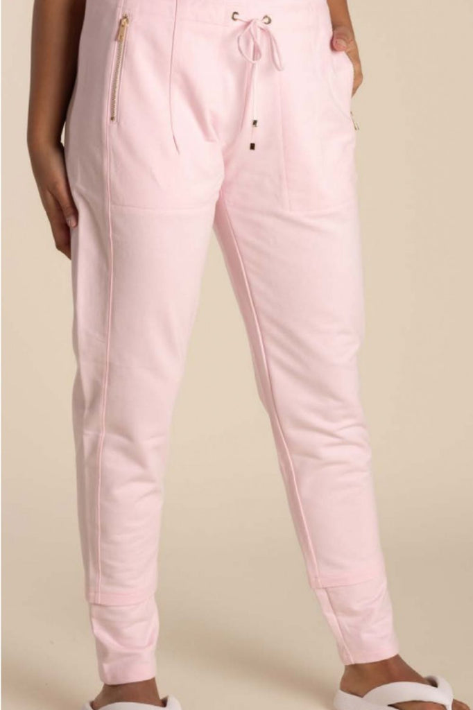 Two T's Sweat Pant With Gold Zips | Pale Pink _ Silvermaple Boutique