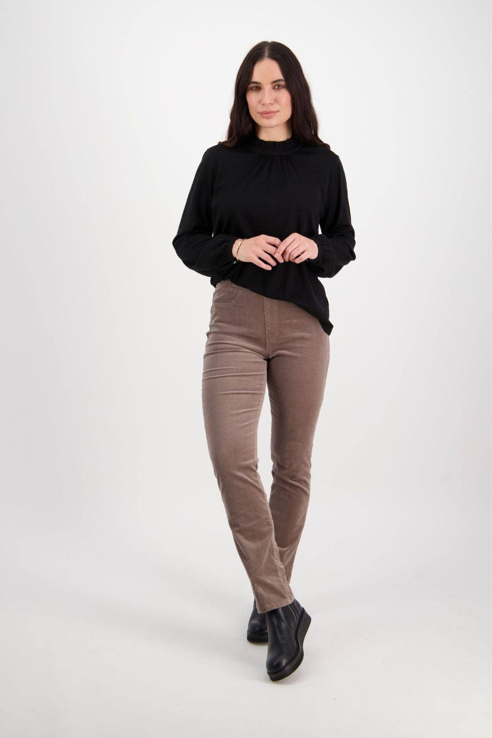 Vassalli - Straight Leg Fly Cords | Taupe - Pants - Silvermaple Boutique 