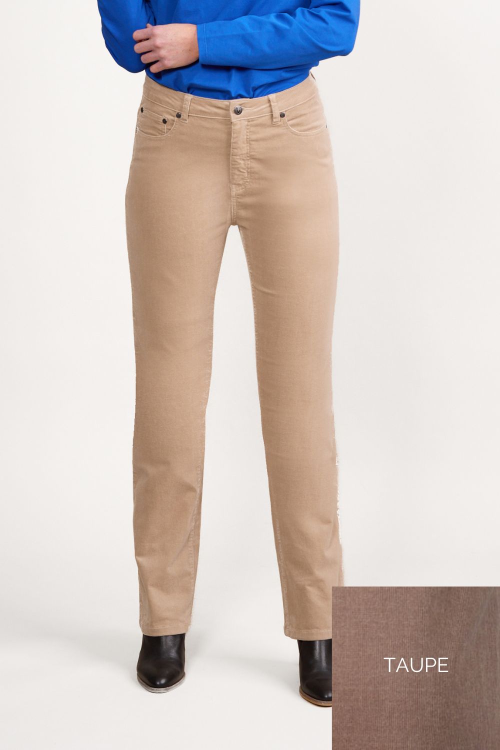Vassalli - Straight Leg Pinwale Cord Pant | Taupe - Pants - Silvermaple Boutique 