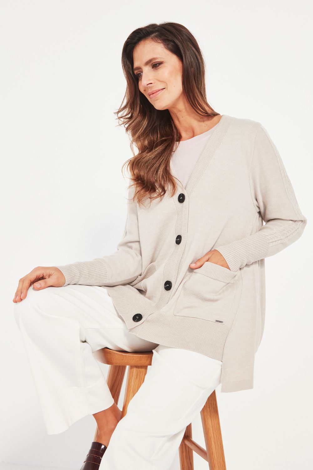 Verge - Verge Cherish Cardi | Chalk Marle - Cardigan - Silvermaple Boutique 