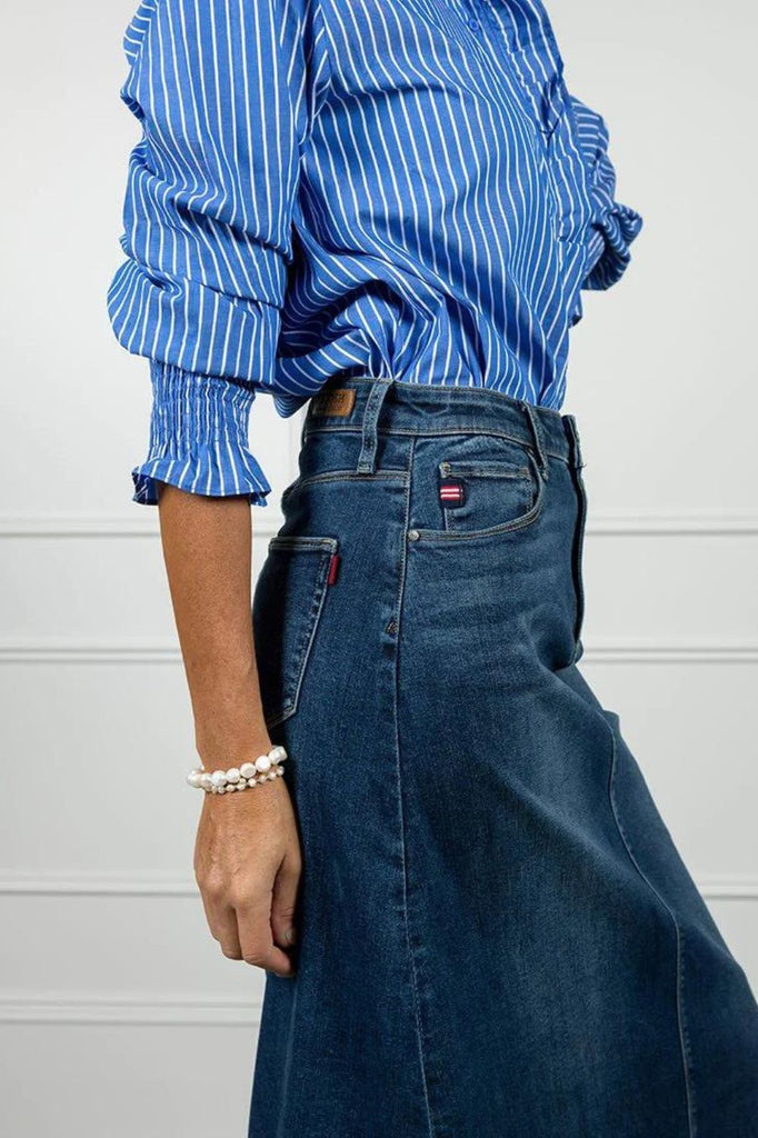 Zjoosh Madison Denim Skirt | Indigo Denim_Silvermaple Boutique
