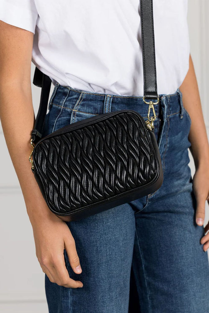 Zjoosh Ruby Rouche Cross Body Bag | Black_Silvermaple Boutique