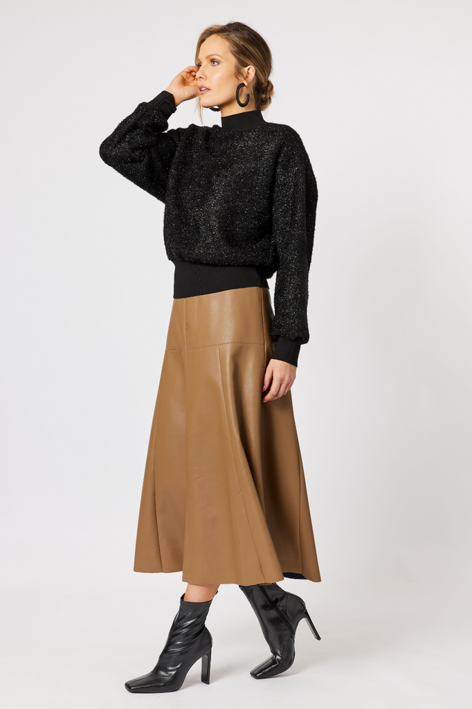 Hammock and Vine Brooke Vegan Leather Skirt | Coffee_Silvermaple Boutique 