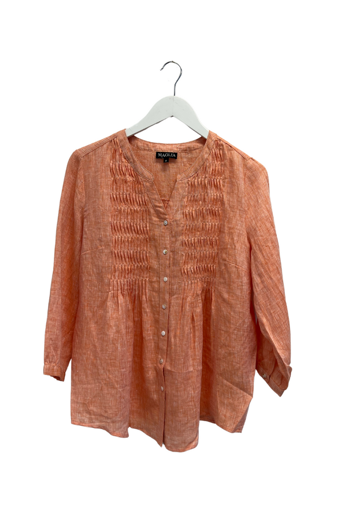 Maglia Pintuck Shirt 3/4 Sleeve | Mandarin | Silvermaple Boutique