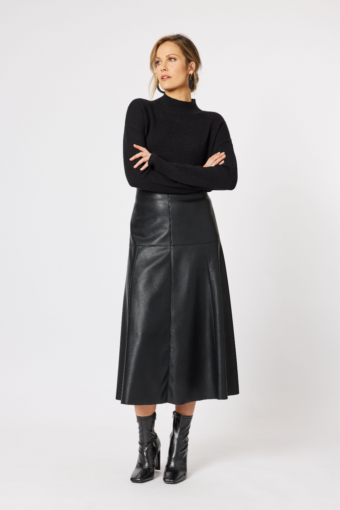 Hammock and Vine Brooke Vegan Leather Skirt | Black_Silvermaple Boutique