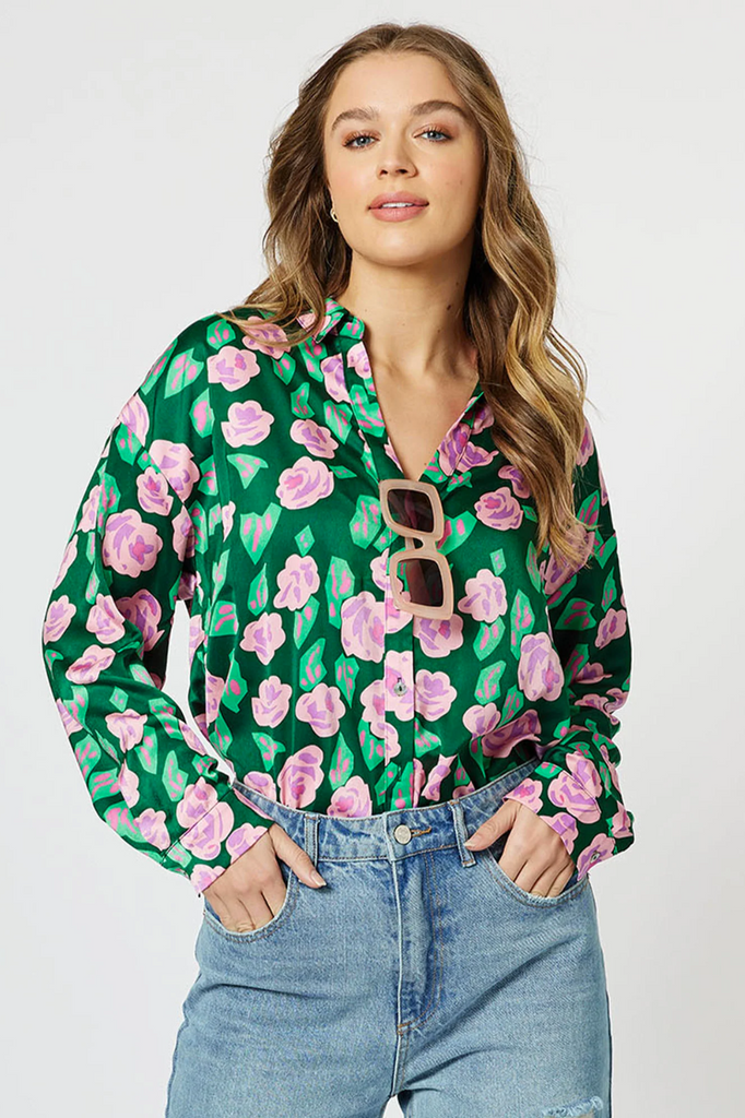 Threadz & Clarity Bianca Print Shirt | Emerald _Silvermaple Boutique 
