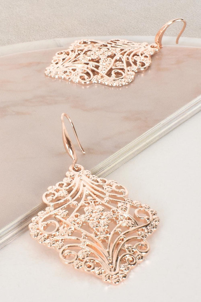 Adorne Celtic Pattern Hook Earrings | Rose Gold_Silvermaple Boutique
