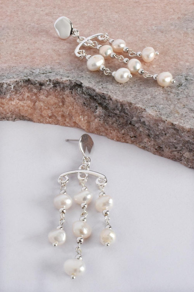 Adorne Button Top Pearl Chandelier Earrings_Silvermaple Boutique