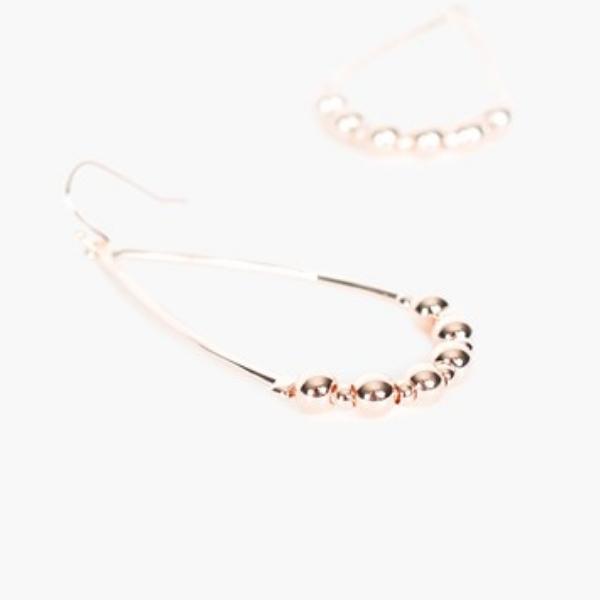 Adorne Ball Detail Oval Drop Hook Earrings | Rose_Silvermaple Boutique