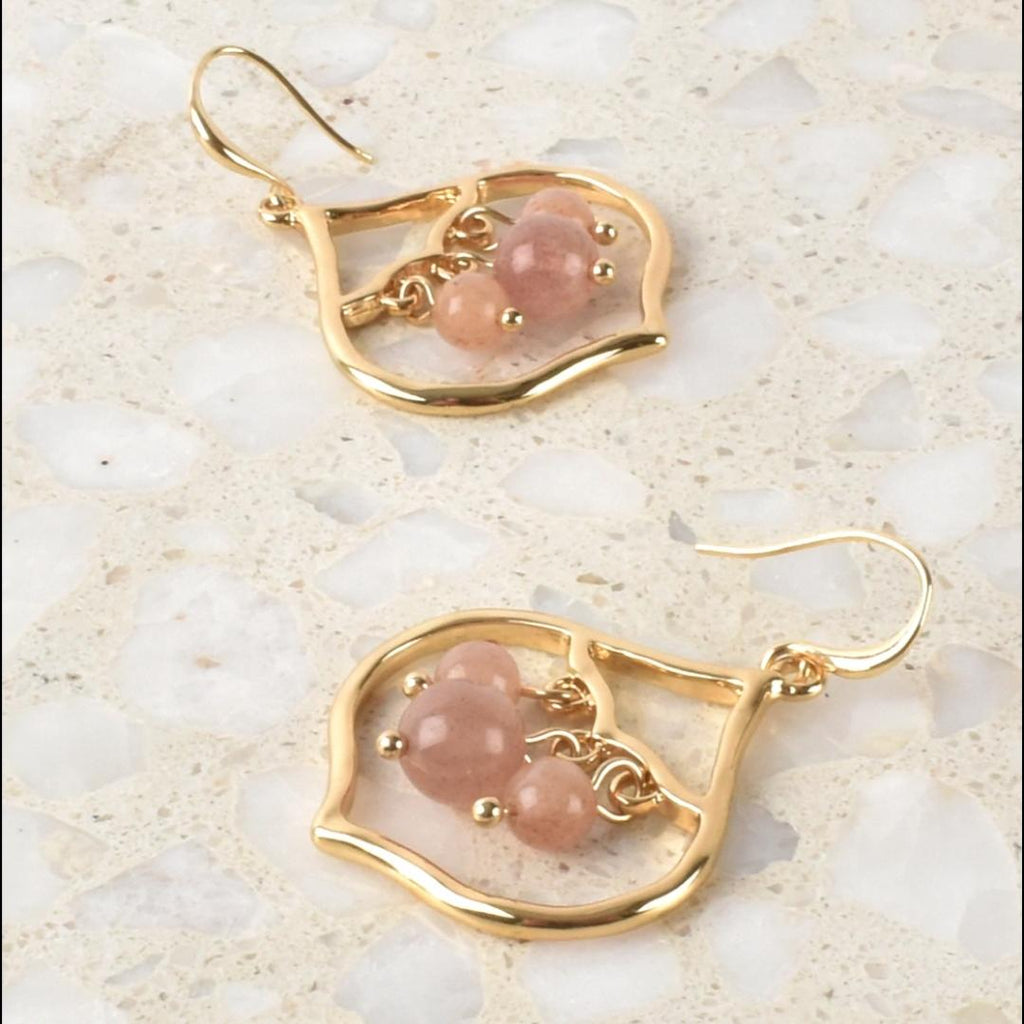 Adorne Beaded Teardrop Hook Earrings Peach /Gold_Silvermaple Boutique