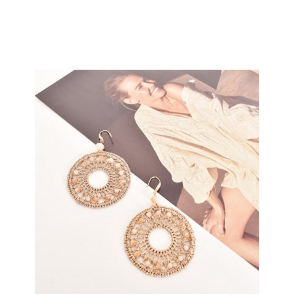 Adorne Dreamcatcher Beaded Hook Earrings | Gold / Cream-Adorne-Silvermaple Boutique