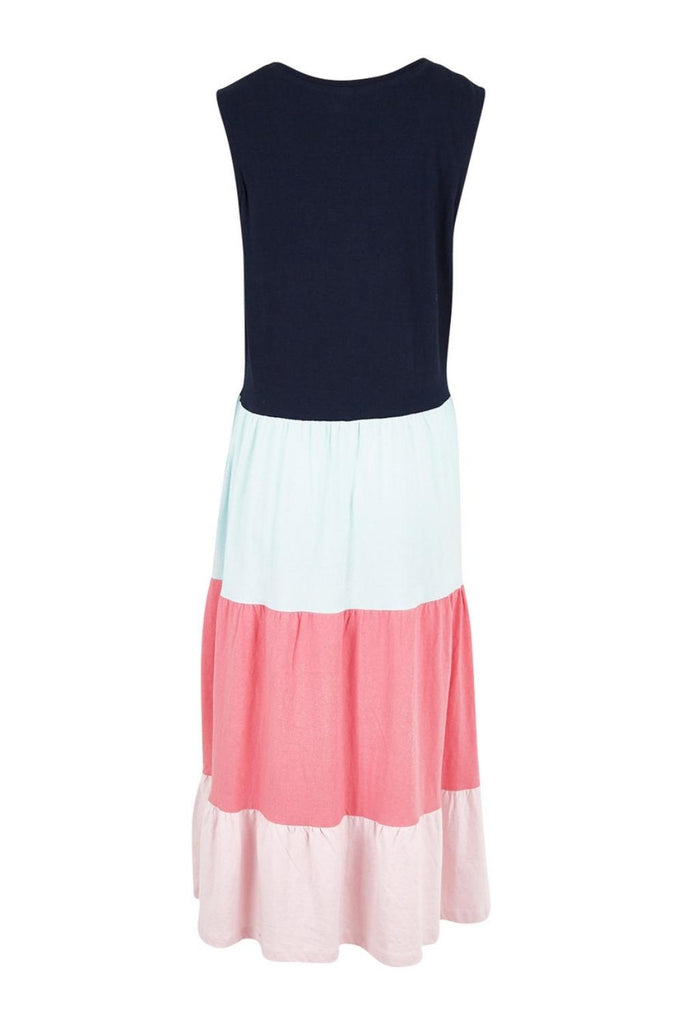 Elm Gradient Tiered Dress | Navy/Watermelon_Silvermaple Boutique