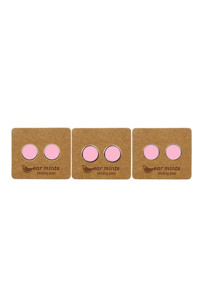 Fabienne Ear Mints 7mm Round Enamel Stud | Fairy Wing Pink/Rose Gold_Silvermaple Boutique
