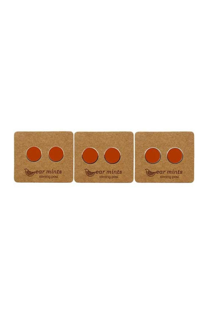 Fabienne Ear Mints 7mm Round Enamel Stud | Tangerine/Rose Gold_Silvermaple Boutique