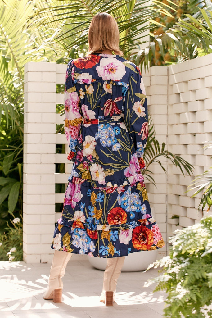 Fashion Express Frances Floral Long Sleeve Frill Dress | Print_Silvermaple Boutique