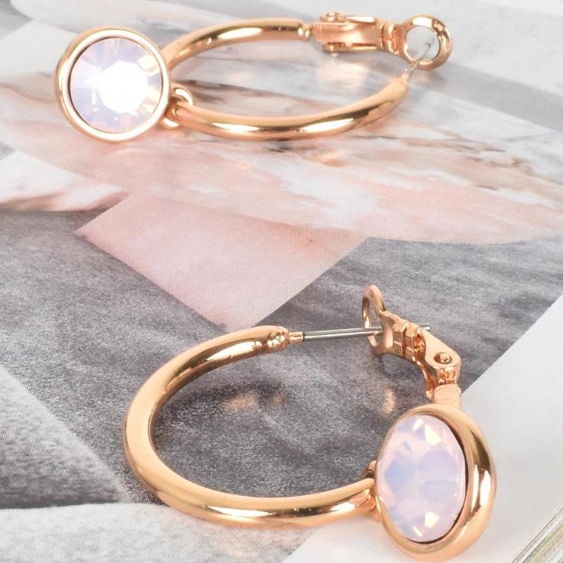 Adorne Glass Drop Hoop Earrings | Pink / Gold-Adorne-Silvermaple Boutique