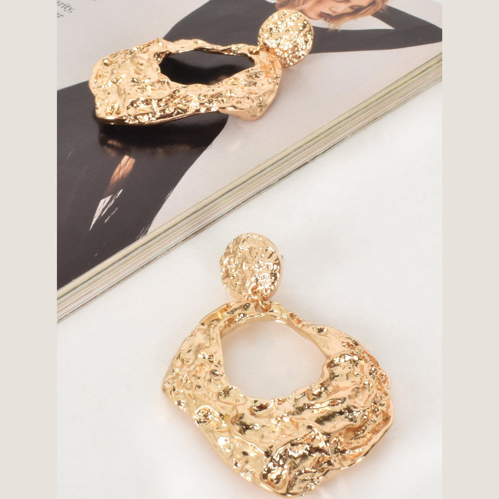 Adorne Hammered Geo Metal Earrings | Gold_Silvermaple Boutique