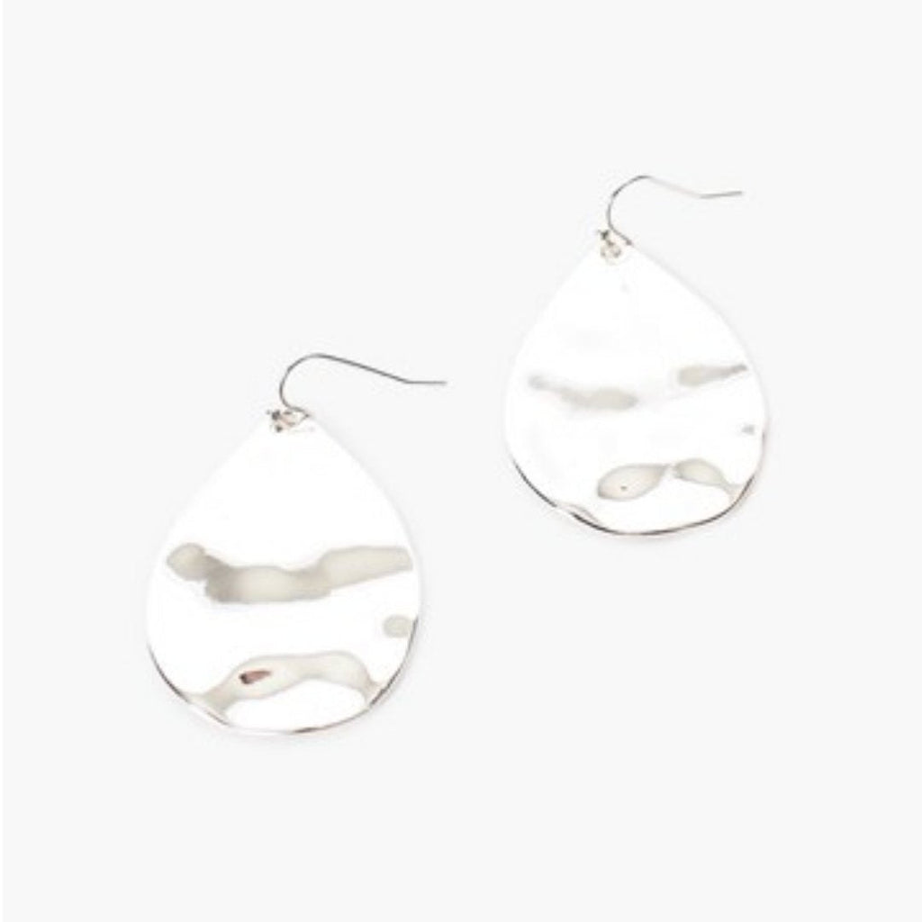 Adorne Hammered Teardrop Hook Earrings_Silver_Silvermaple Boutique