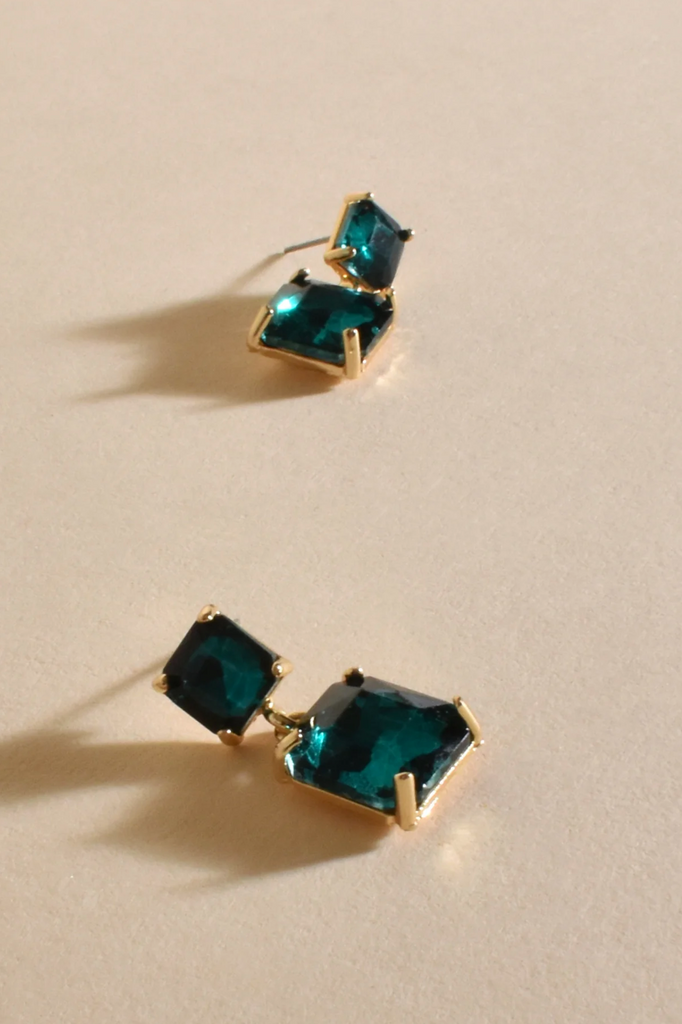 Lottie Drop Jewel Earrings | Emerald - Silvermaple Boutique