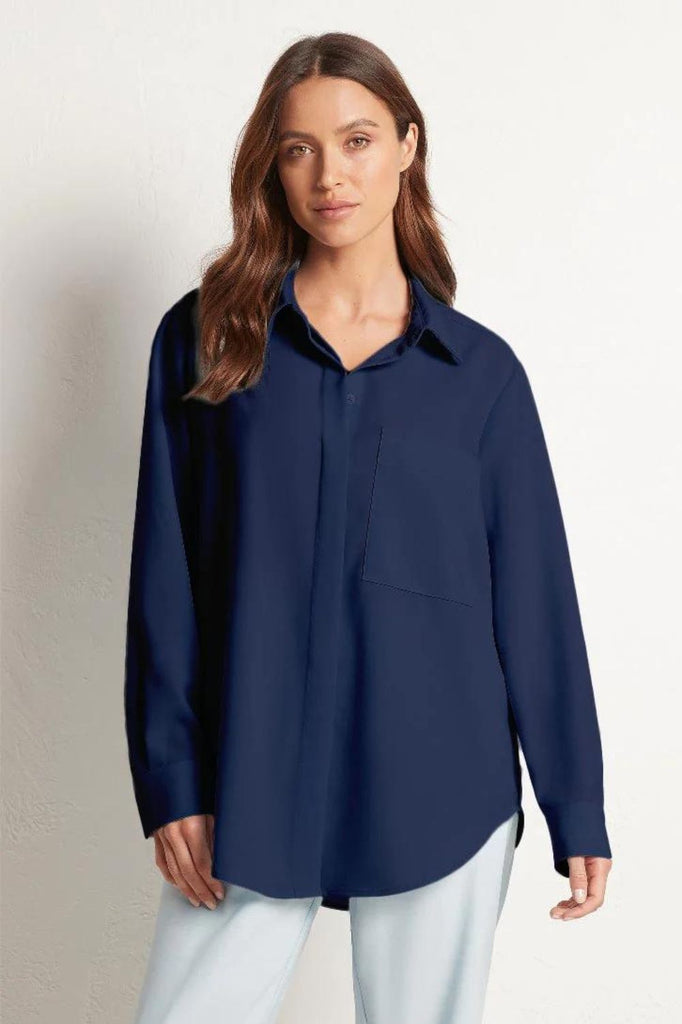 Mela Purdie Single Pocket Shirt | Navy | F67 7741 | Silvermaple Boutique