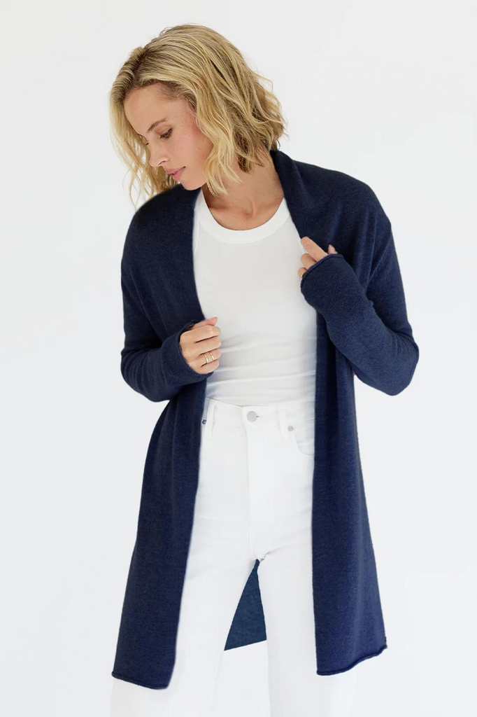 Mia Fratino Essentials Soft Roll Cardi | French Navy  Silvermaple Boutique 