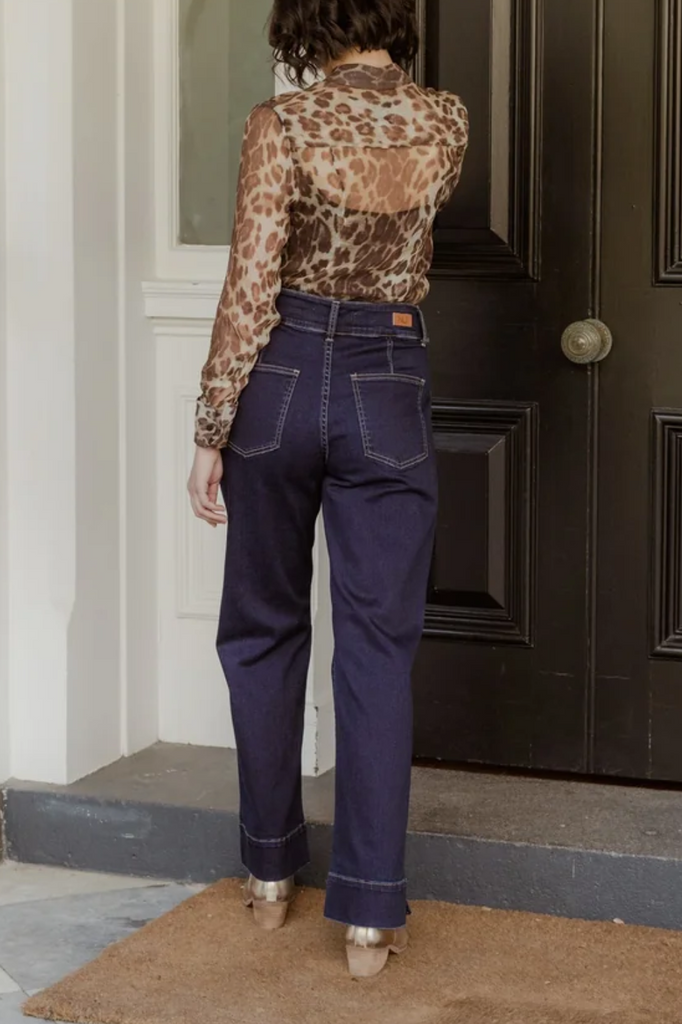 New London Jeans Harton Wide Leg Button Front Jean | Denim _Silvermaple Boutique 