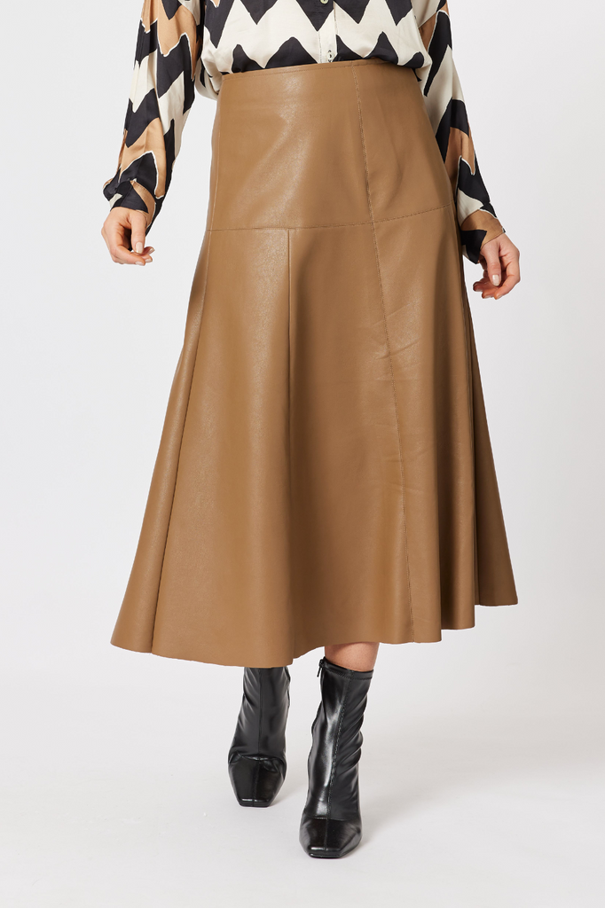 Hammock and Vine Brooke Vegan Leather Skirt | Coffee_Silvermaple Boutique 