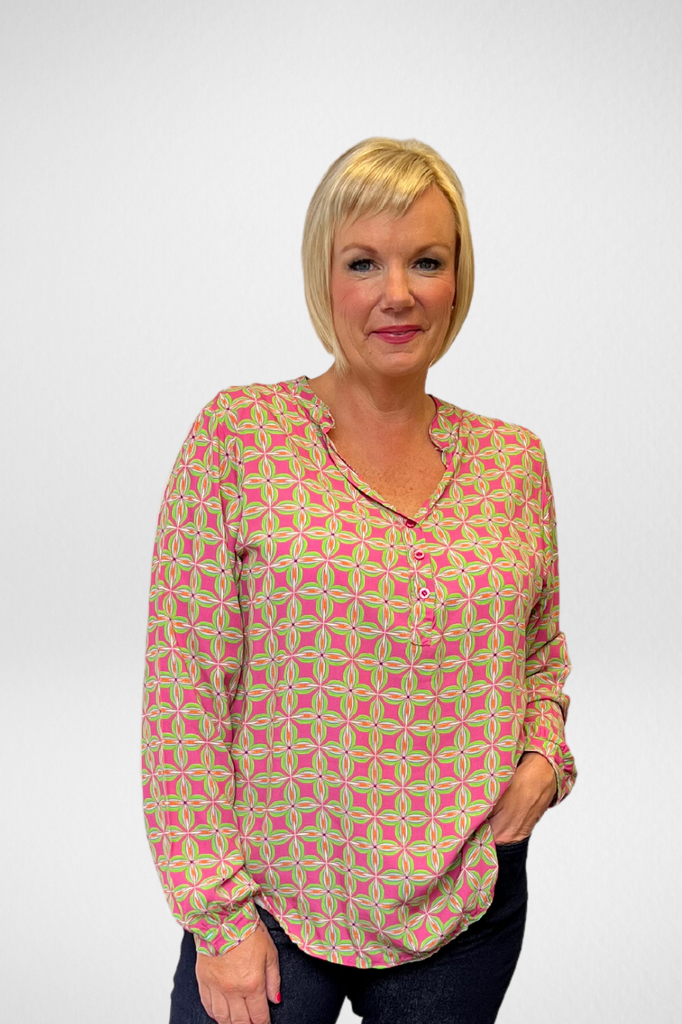 Lara Shirt | Geometric Pink - Silvermaple Boutique